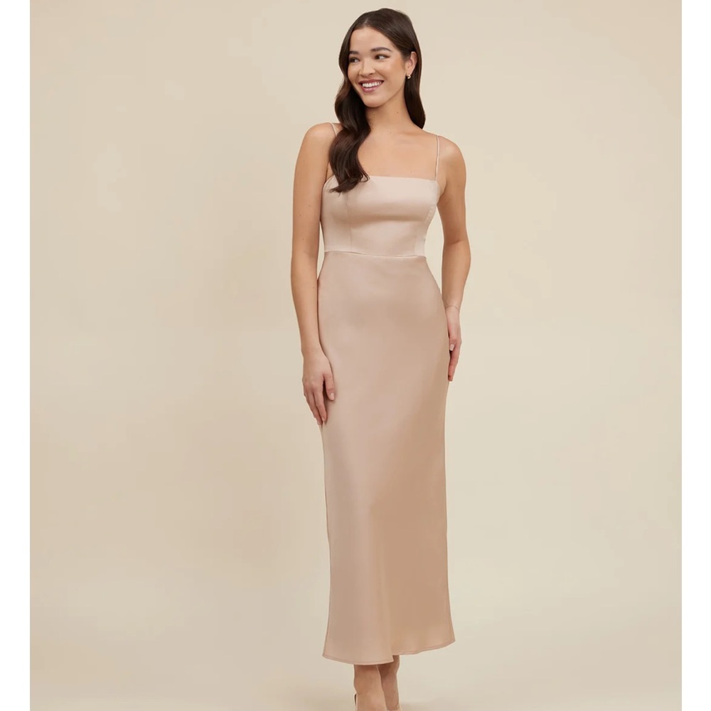 Park + Fifth Maxine bridesmaid dress in champagne.